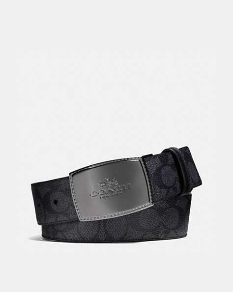 STITCHED PLAQUE CUT-TO-SIZE REVERSIBLE BELT IN SIGNATURE CANVAS