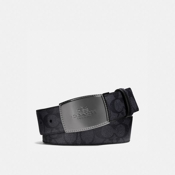STITCHED PLAQUE BUCKLE CUT-TO-SIZE REVERSIBLE BELT, 38MM