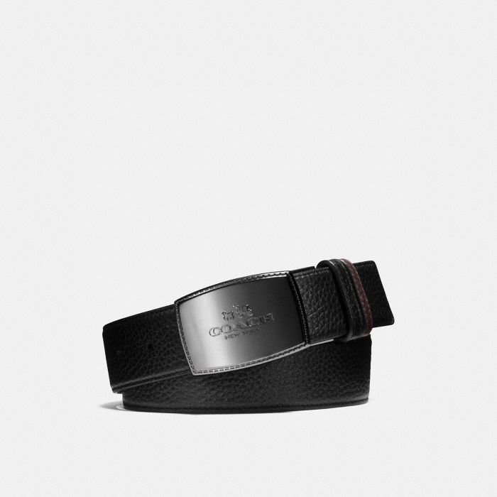 STITCHED PLAQUE BUCKLE CUT-TO-SIZE REVERSIBLE BELT, 38MM