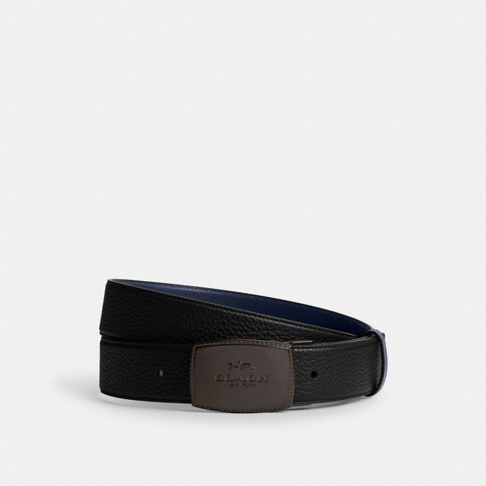 STITCHED PLAQUE BUCKLE CUT-TO-SIZE REVERSIBLE BELT, 38MM