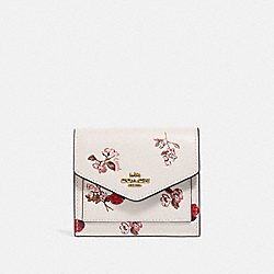 COACH 6409 - Small Wallet With Ladybug Floral Print BRASS/CHALK POWDER PINK MULTI