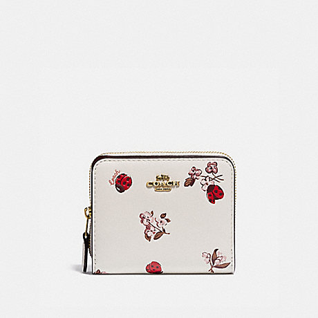 COACH Billfold Wallet With Ladybug Floral Print - BRASS/CHALK POWDER PINK MULTI - 6412