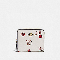 COACH 6412 - Billfold Wallet With Ladybug Floral Print BRASS/CHALK POWDER PINK MULTI