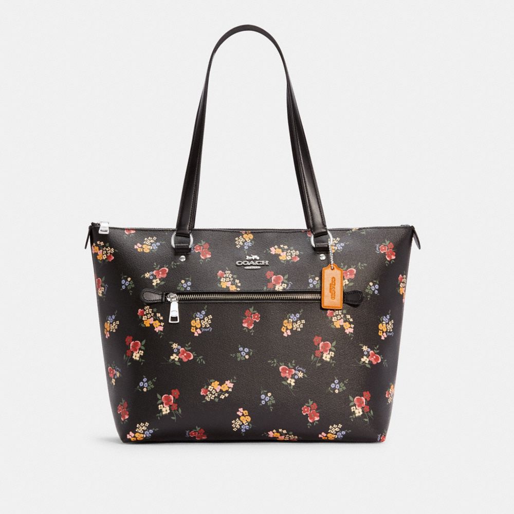 COACH 6474 GALLERY TOTE WITH WILDFLOWER PRINT SV/BLACK MULTI