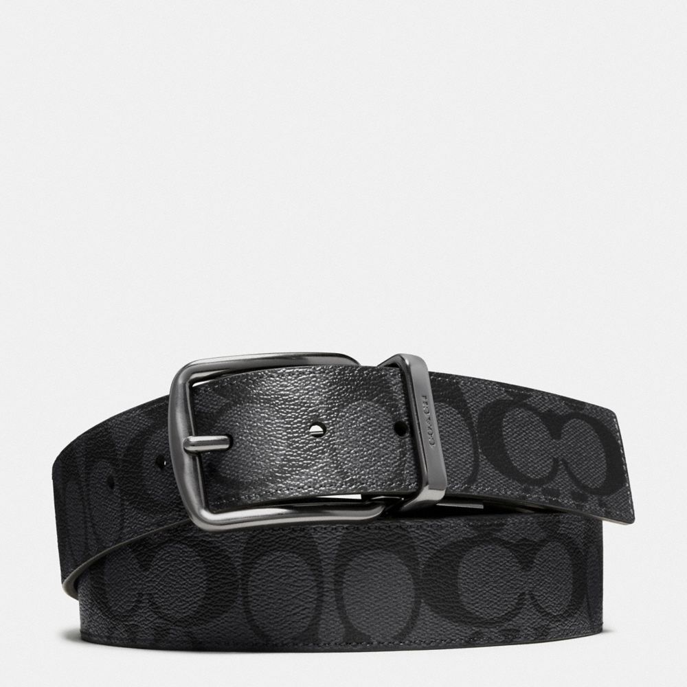 COACH 64839 HARNESS BUCKLE CUT-TO-SIZE REVERSIBLE BELT, 38MM CHARCOAL/BLACK