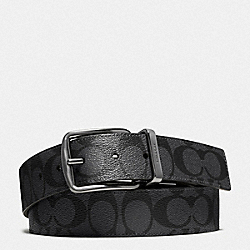COACH 64839 Harness Buckle Cut-to-size Reversible Belt, 38mm CHARCOAL/BLACK