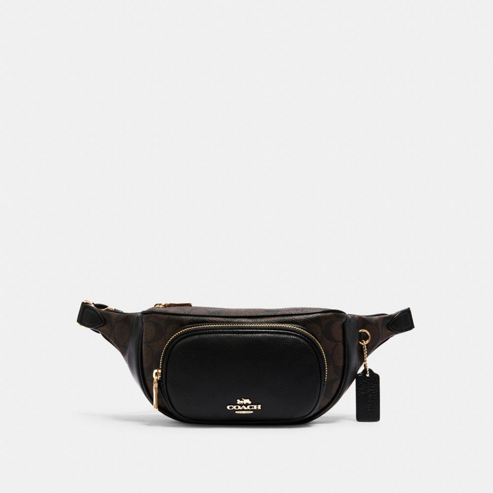 COURT BELT BAG IN SIGNATURE CANVAS - IM/BROWN BLACK - COACH 6548