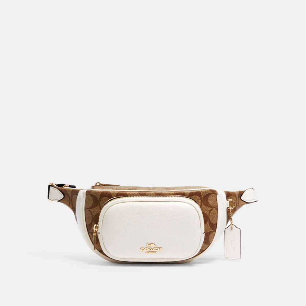 COURT BELT BAG IN SIGNATURE CANVAS - 6548 - IM/KHAKI/CHALK