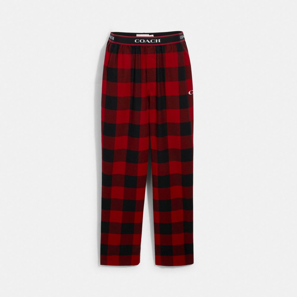COACH 6609 Flannel Pajama Pants CHERRY BUFFALO PLAID
