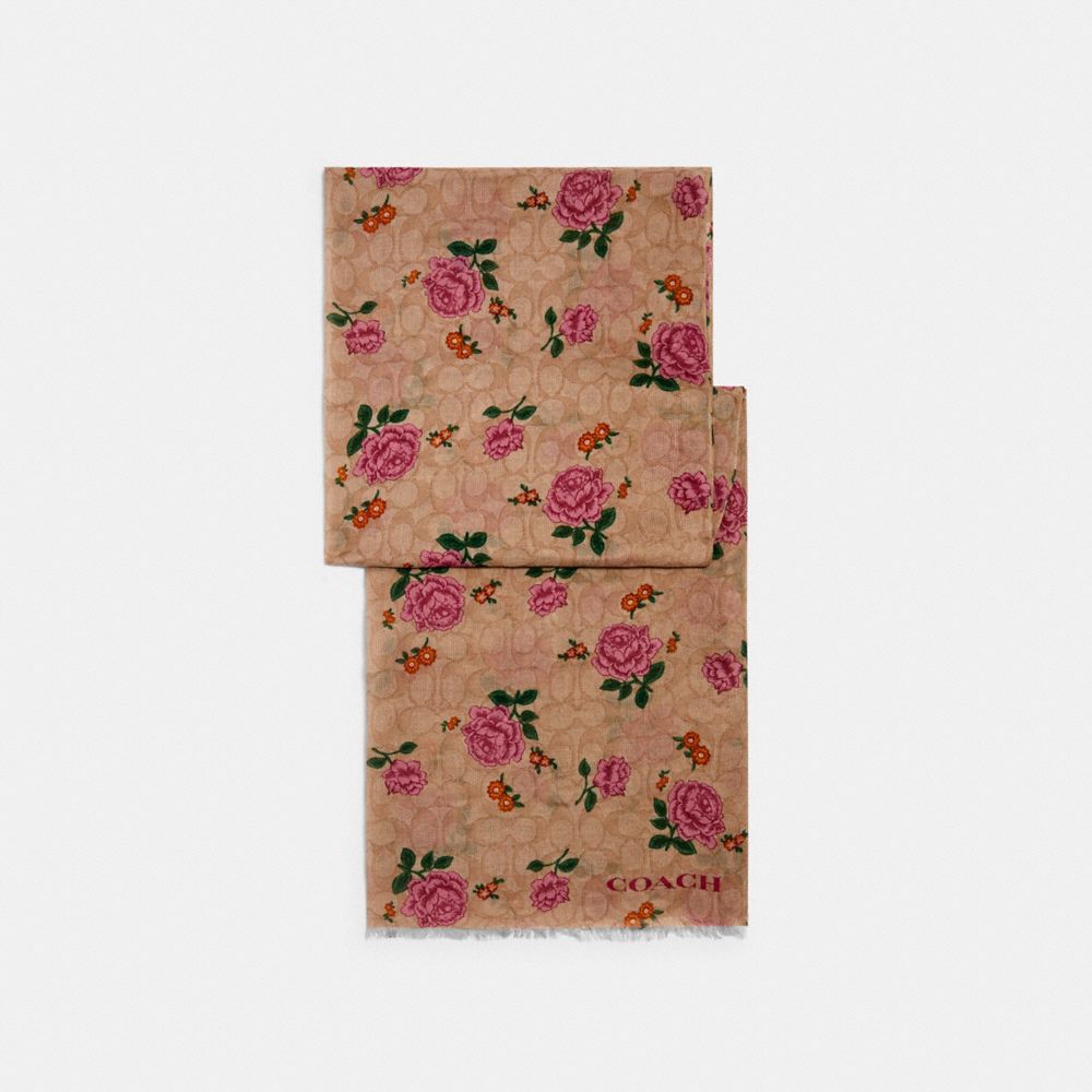 COACH SIGNATURE PRAIRIE ROSE PRINT OBLONG SCARF - ONE COLOR - 661