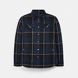 Quilted Plaid Shirt Jacket - 6632 - JANE PLAID NAVY