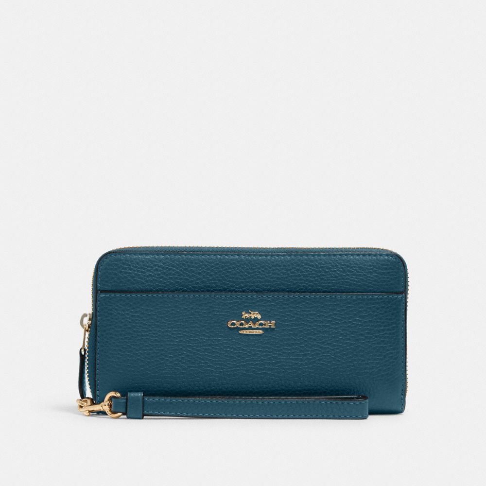 COACH 6643 - ACCORDION ZIP WALLET WITH WRISTLET STRAP IM/PEACOCK