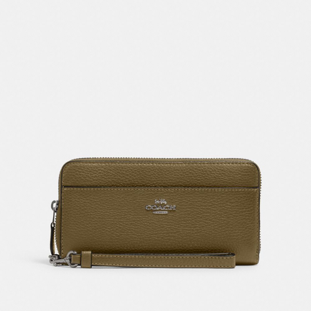 COACH 6643 - ACCORDION ZIP WALLET WITH WRISTLET STRAP QB/KELP