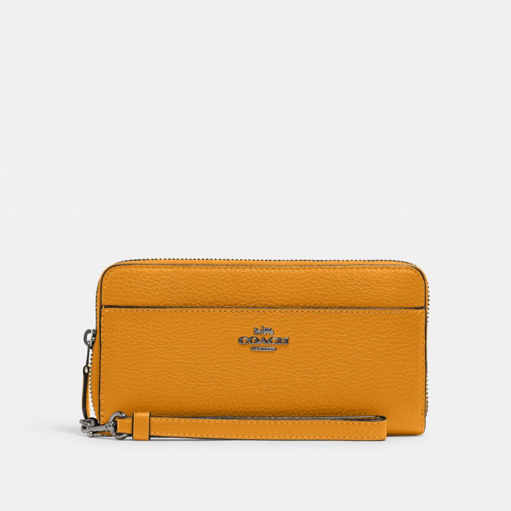 COACH ACCORDION ZIP WALLET - QB/YELLOW - 6643