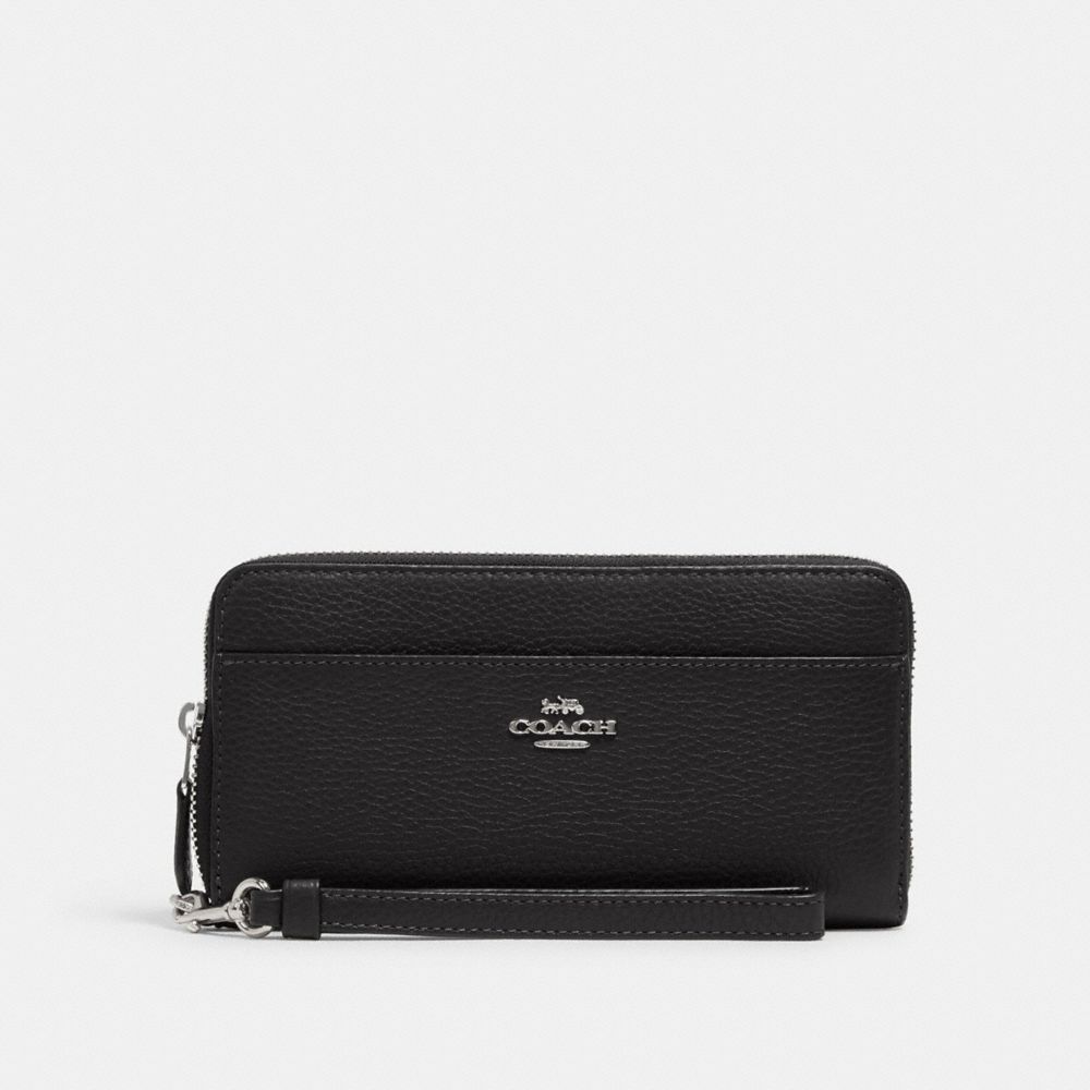 COACH 6643 ACCORDION ZIP WALLET SV/BLACK