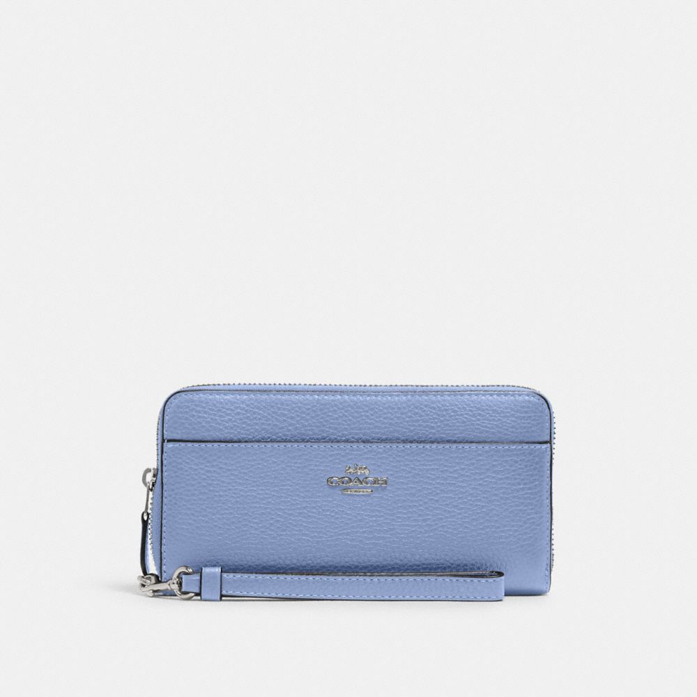 Accordion zip wallet with wristlet online strap