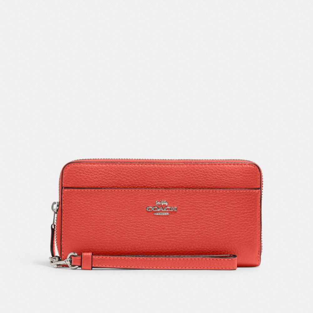 ACCORDION ZIP WALLET WITH WRISTLET STRAP - 6643 - SV/TANGERINE