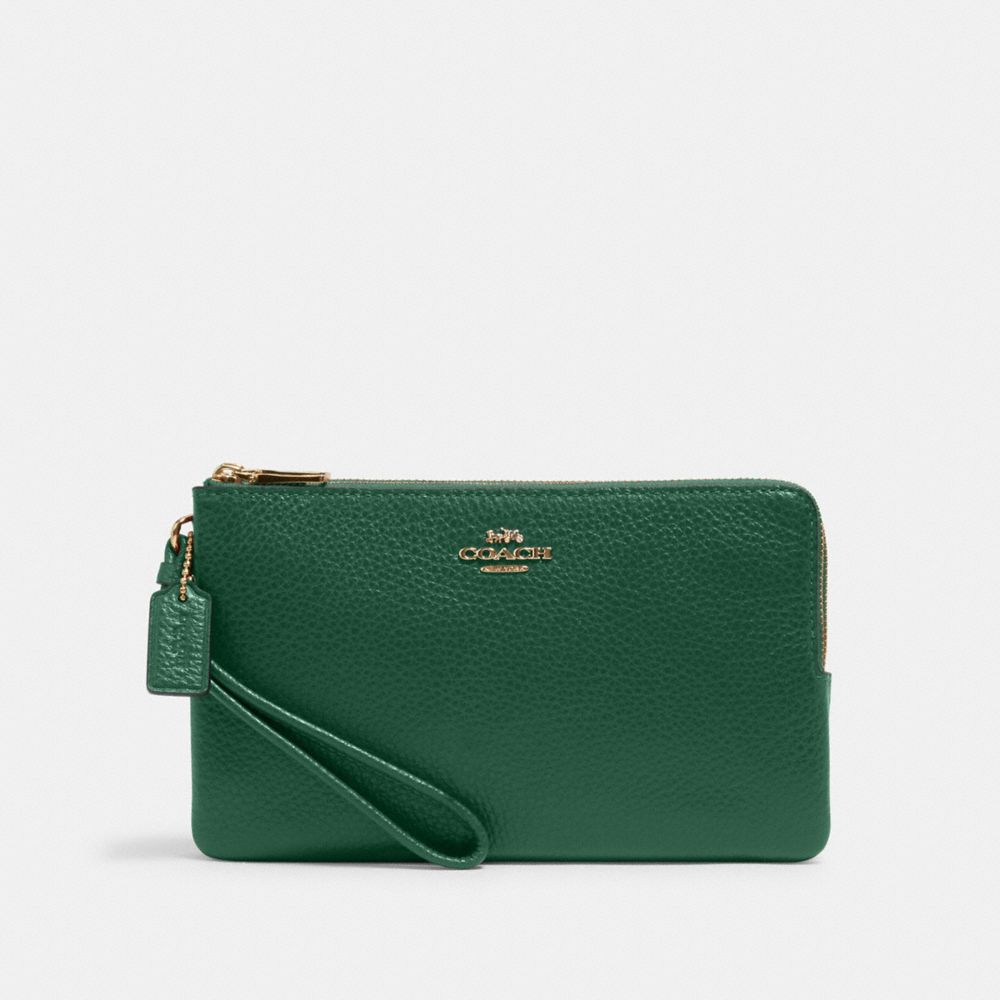 COACH 6644 DOUBLE ZIP WALLET IM/KELLY-GREEN