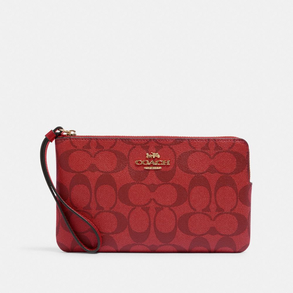 COACH 6648 - LARGE CORNER ZIP WRISTLET IN SIGNATURE CANVAS IM/1941 RED