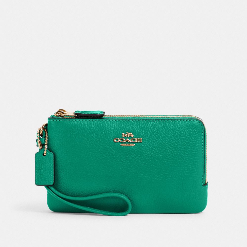 DOUBLE CORNER ZIP WRISTLET - IM/BRIGHT JADE - COACH 6649