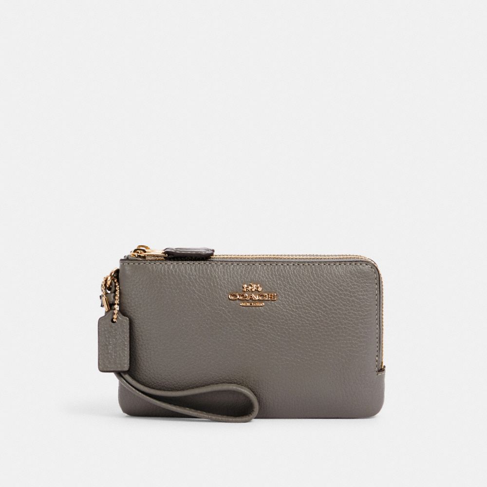 DOUBLE CORNER ZIP WRISTLET - IM/HEATHER GREY - COACH 6649