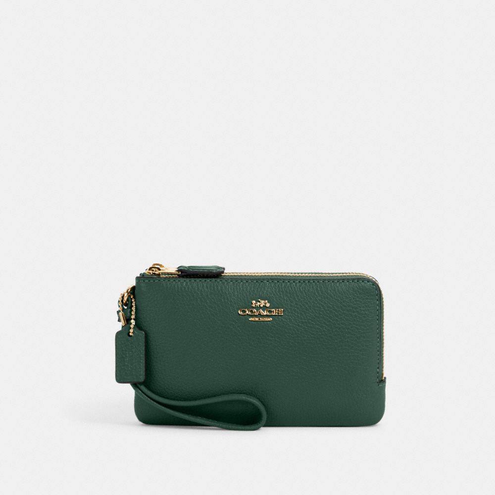COACH 6649 Double Corner Zip Wristlet IM/EVERGLADE