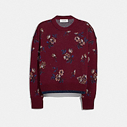 COACH 66531 - FLORAL JACQUARD CREWNECK WINE