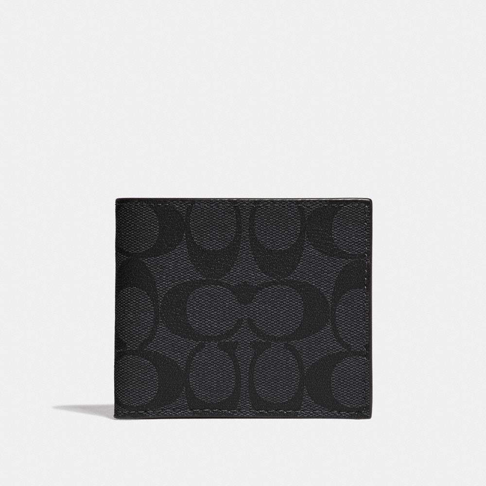 Id Billfold Wallet In Signature Canvas - 66551 - Black Antique/Tan