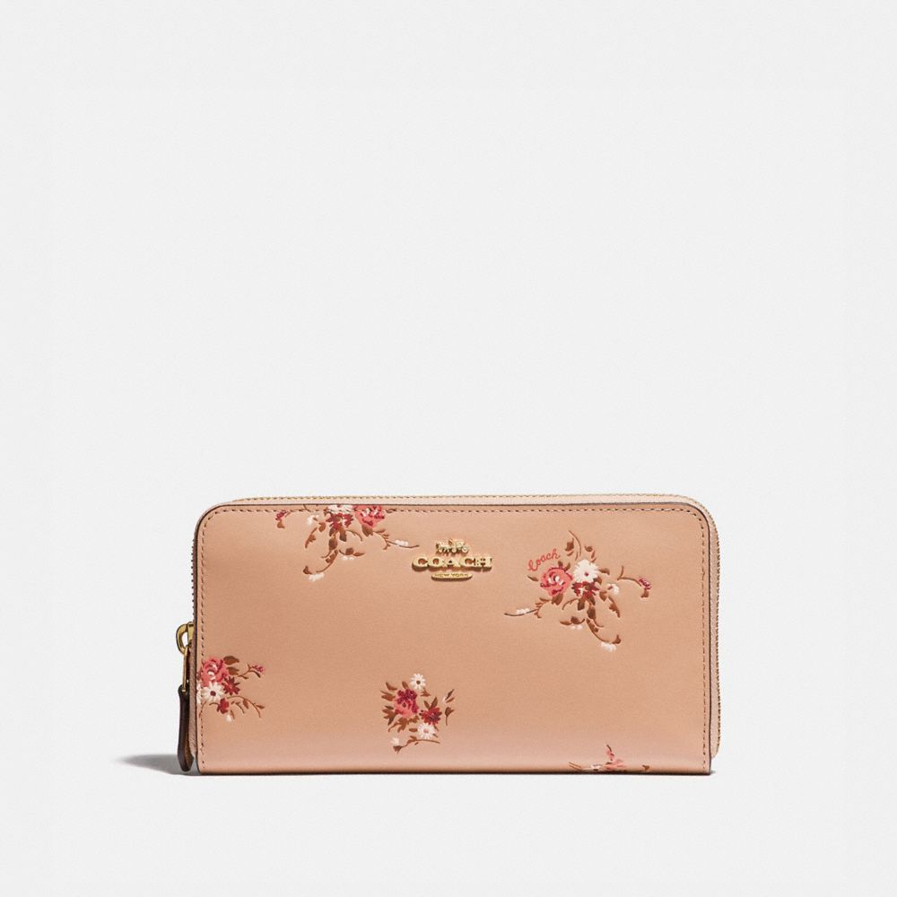 COACH 66568 ACCORDION ZIP WALLET WITH FLORAL BUNDLE PRINT BEECHWOOD FLORAL/GOLD