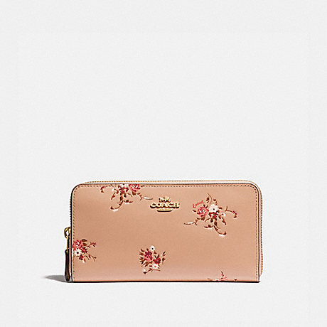 COACH 66568 ACCORDION ZIP WALLET WITH FLORAL BUNDLE PRINT BEECHWOOD FLORAL/GOLD