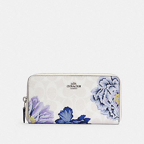 COACH ACCORDION ZIP WALLET IN SIGNATURE CANVAS WITH KAFFE FASSETT PRINT - SV/CHALK MULTI/PERIWINKLE - 6656