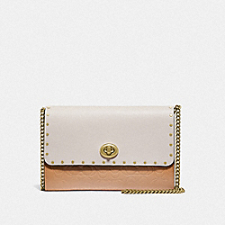 COACH 66610 Marlow Turnlock Chain Crossbody In Signature Leather With Rivets BRASS/BEECHWOOD