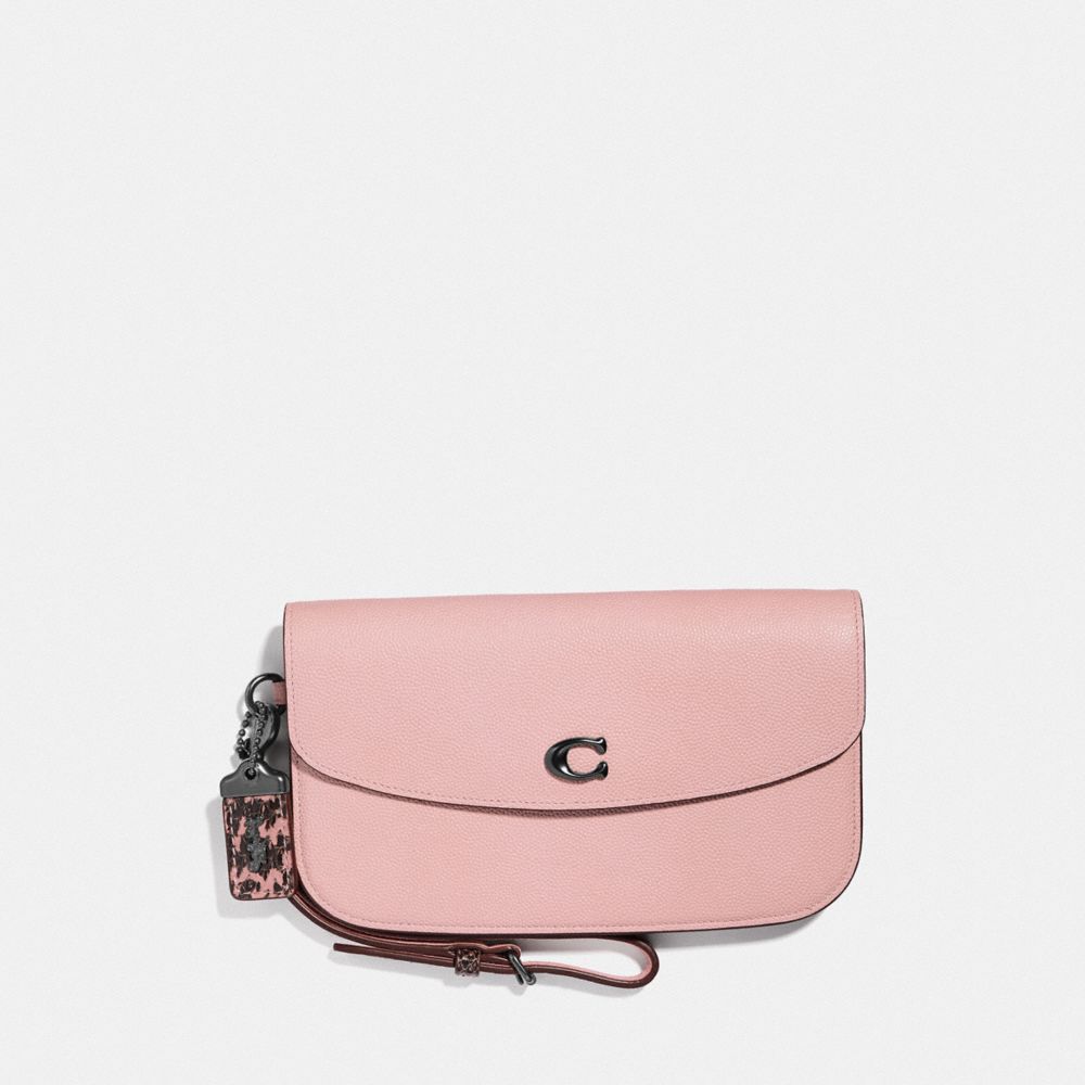 COACH CLUTCH WITH SNAKESKIN DETAIL - BLOSSOM/PEWTER - 66611