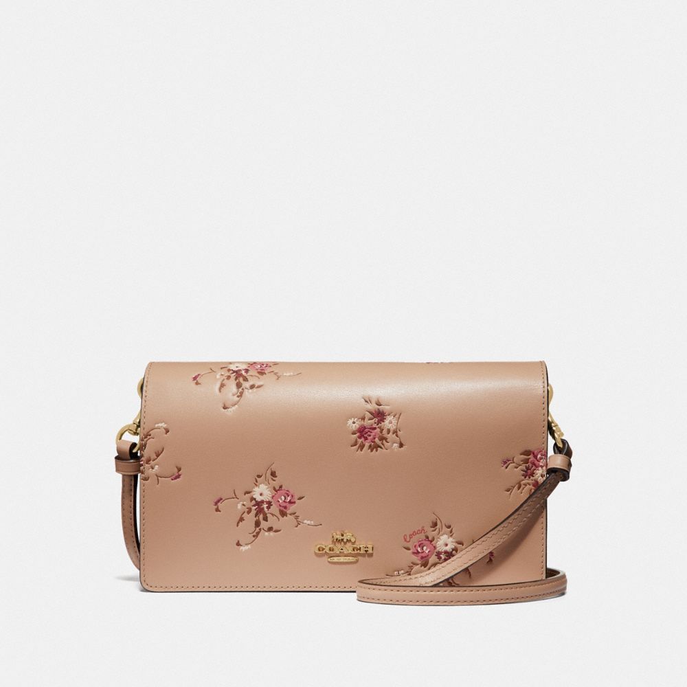 HAYDEN FOLDOVER CROSSBODY CLUTCH WITH FLORAL BUNDLE PRINT - BEECHWOOD FLORAL/GOLD - COACH 66614