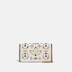 COACH 66624 Callie Foldover Chain Clutch With Rivets CHALK/BRASS