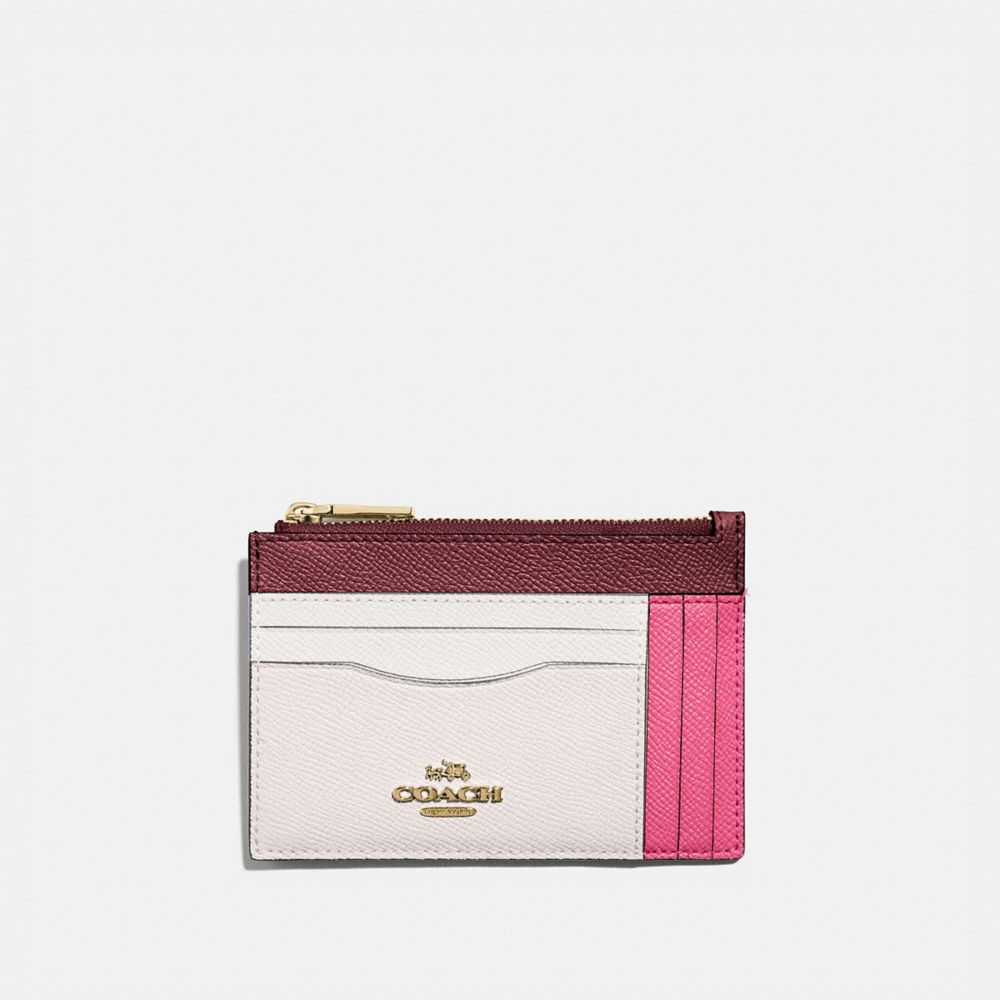 COACH 66712 LARGE CARD CASE IN COLORBLOCK B4/CONFETTI PINK MULTI