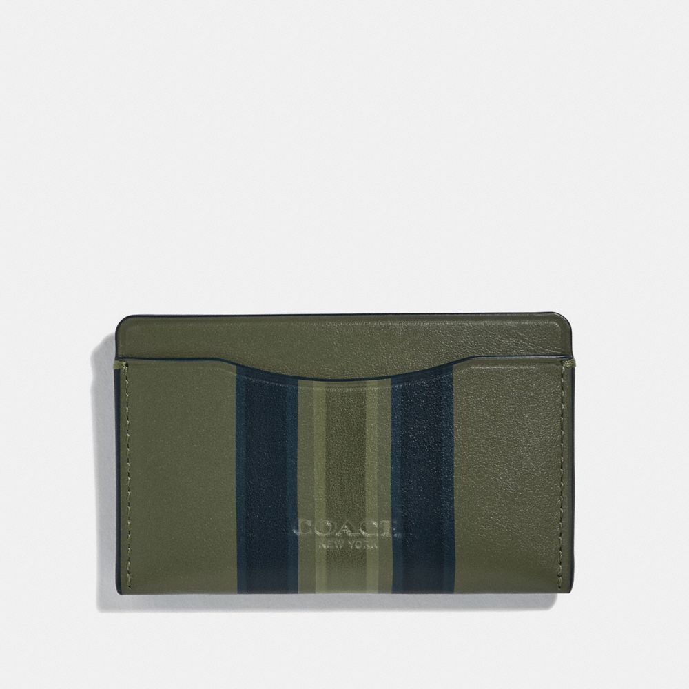 COACH 66768 SMALL CARD CASE WITH PAINTED VARSITY STRIPE GLADE/BLACK/OLIVE