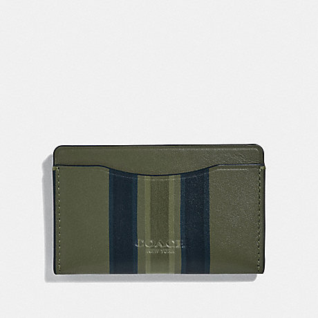 COACH 66768 SMALL CARD CASE WITH PAINTED VARSITY STRIPE GLADE/BLACK/OLIVE