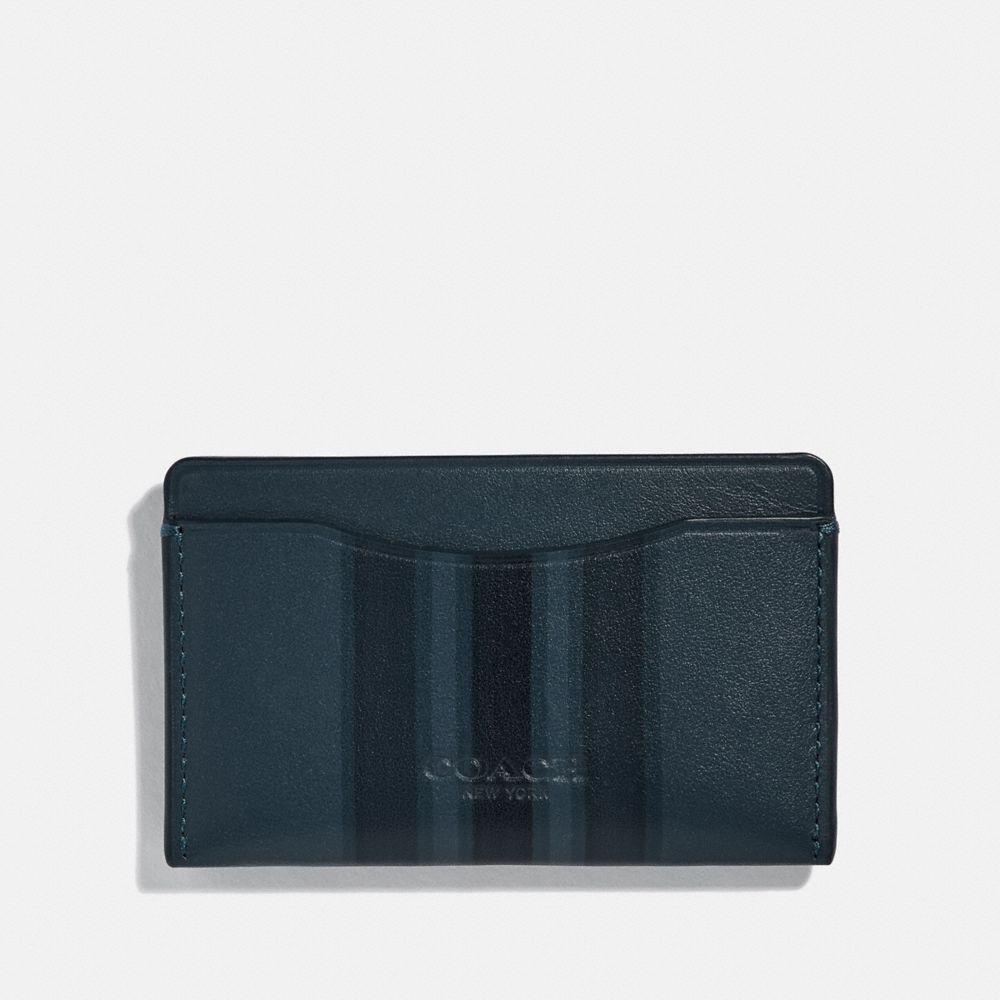 COACH 66768 SMALL CARD CASE WITH PAINTED VARSITY STRIPE DENIM/BLACK/DARK DENIM