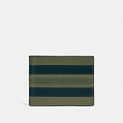 COACH 66769 Slim Billfold Wallet With Painted Varsity Stripe GLADE/BLACK/OLIVE