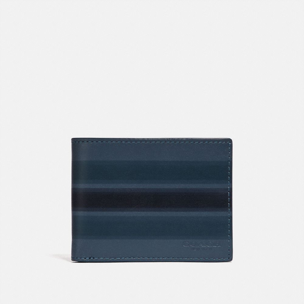 COACH 66769 Slim Billfold Wallet With Painted Varsity Stripe DENIM/BLACK/DARK DENIM