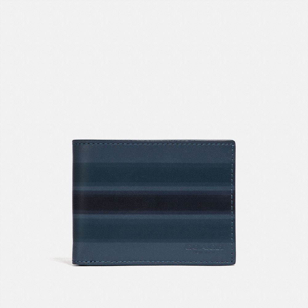 SLIM BILLFOLD WALLET WITH PAINTED VARSITY STRIPE - DENIM/BLACK/DARK DENIM - COACH 66769