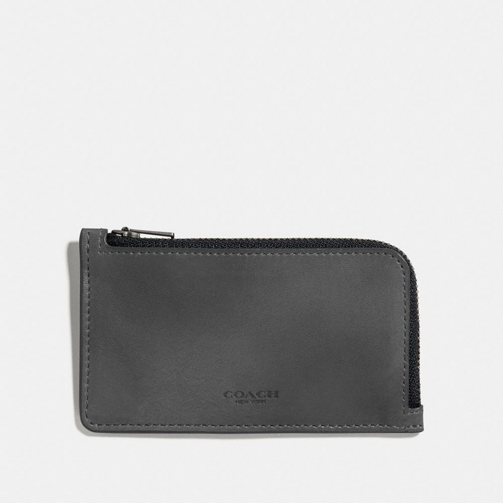 COACH L-ZIP CARD CASE - GRAPHITE - 66848