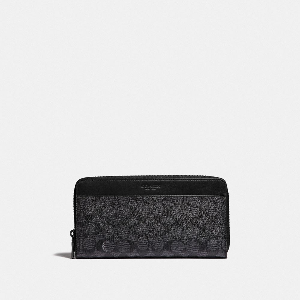 TRAVEL WALLET IN SIGNATURE CANVAS - CHARCOAL - COACH 66862