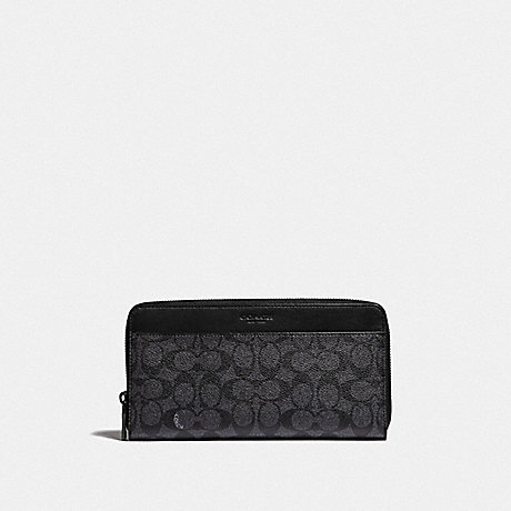 COACH TRAVEL WALLET IN SIGNATURE CANVAS - CHARCOAL - 66862