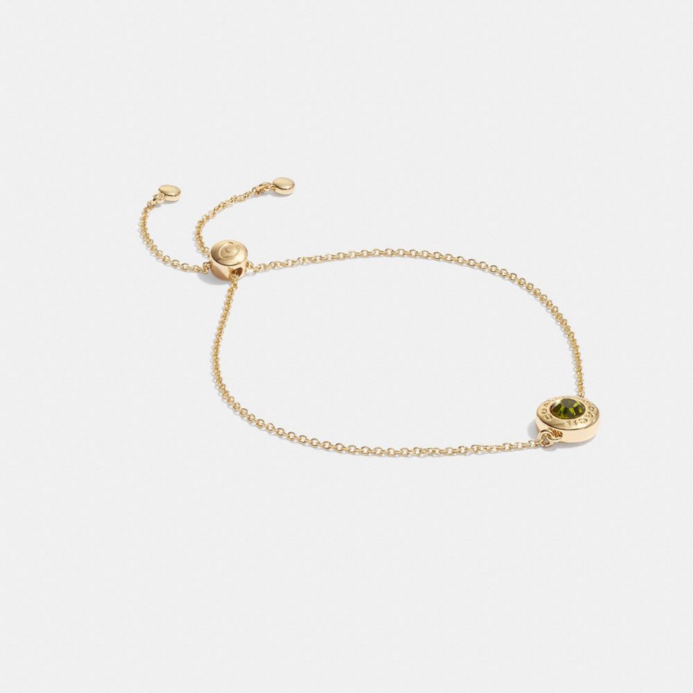 COACH 67072 Open Circle Slider Bracelet GOLD/ GREEN