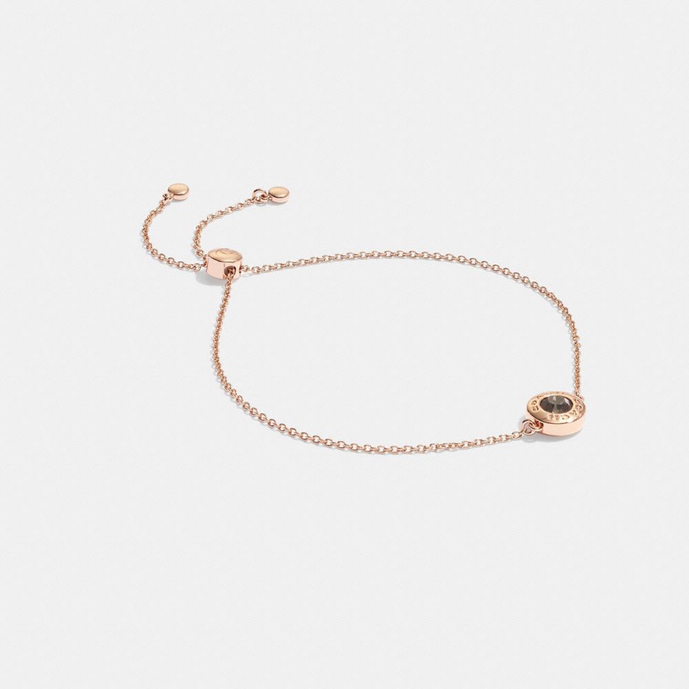 Open Circle Slider Bracelet - 67072 - Rose Gold/Black