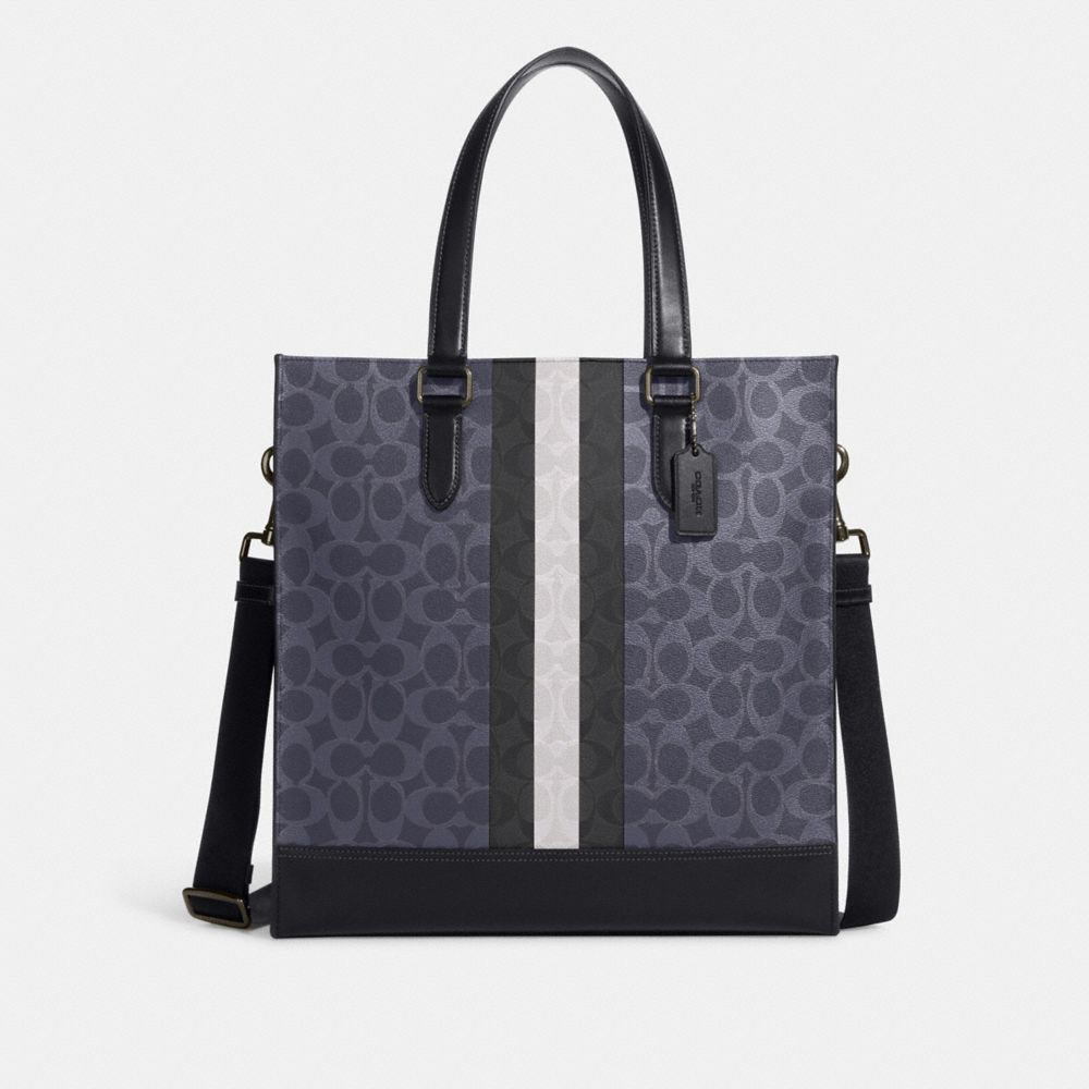 GRAHAM STRUCTURED TOTE IN BLOCKED SIGNATURE CANVAS WITH VARSITY STRIPE