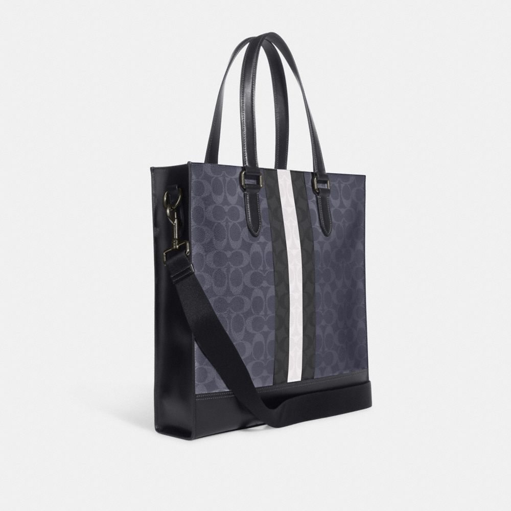 GRAHAM STRUCTURED TOTE IN BLOCKED SIGNATURE CANVAS WITH VARSITY STRIPE