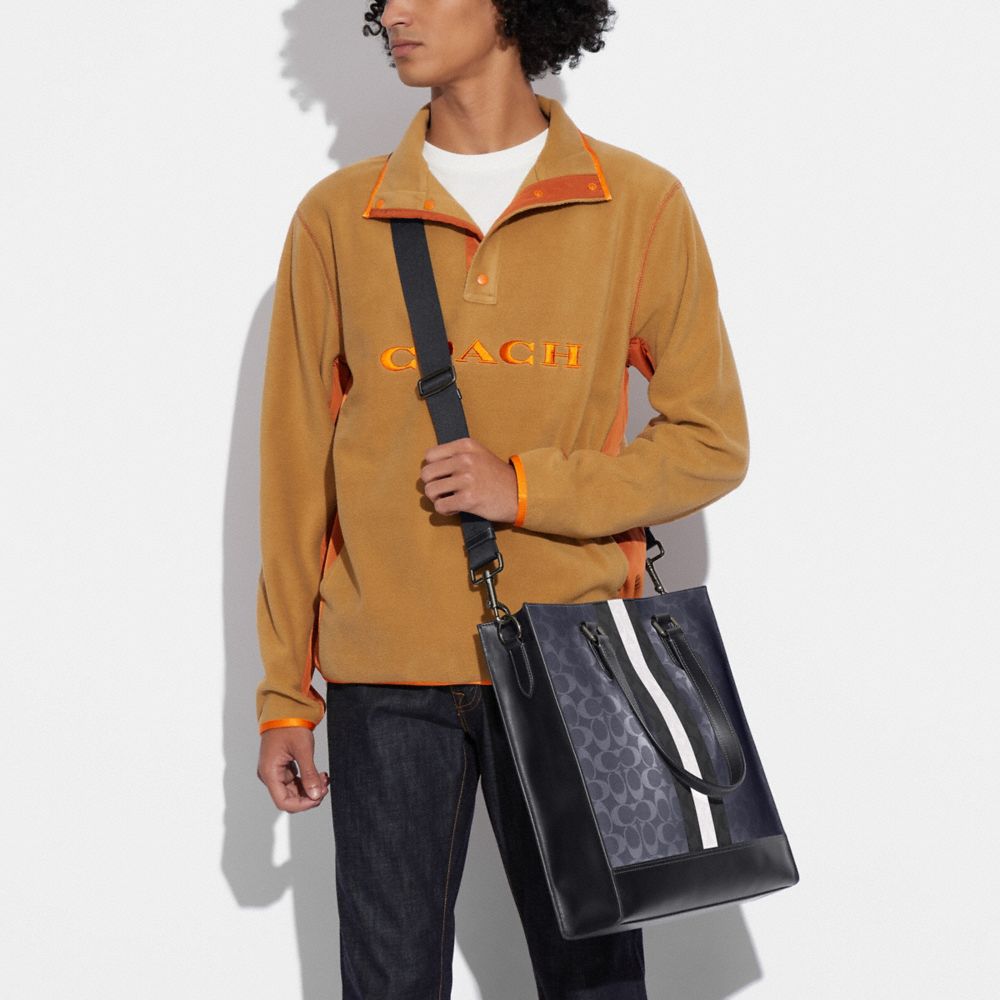 GRAHAM STRUCTURED TOTE IN BLOCKED SIGNATURE CANVAS WITH VARSITY STRIPE